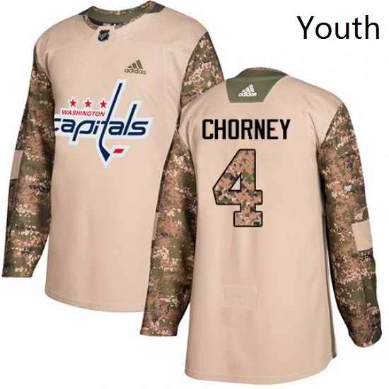 Youth Adidas Washington Capitals 4 Taylor Chorney Authentic Camo Veterans Day Practice NHL Jersey